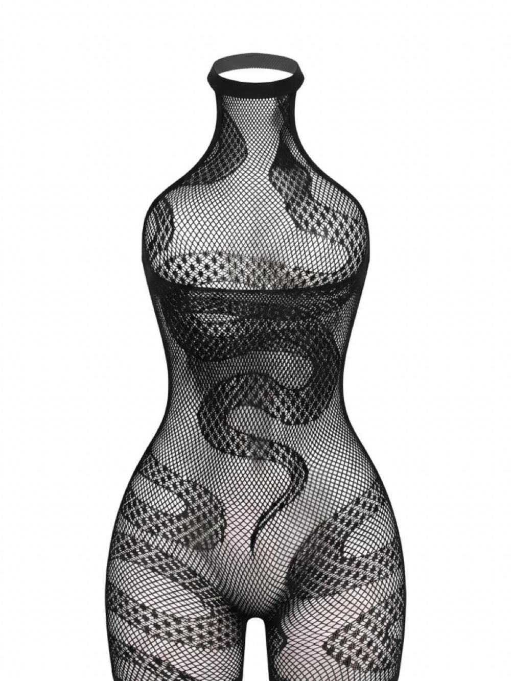 Black Snake Fishnet Cutout Bodystocking | Exotic | One Size